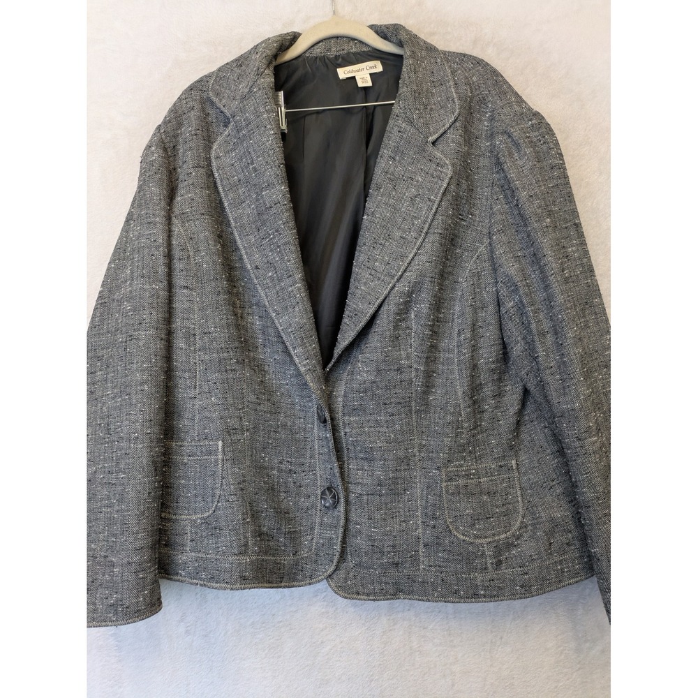 Coldwater Creek Blazer Women's W20 Gray Herringbone Two Button